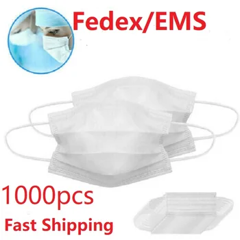 

1000 Pcs Fedex/EMS Free Shipping Wholesale Disposable Masks White 3 Ply Mouth Face Masks Non-Woven Anti-Dust White Face Masker