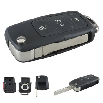 

Black 4 Buttons Smart Remote Replacement Key Case No Chip with Uncut Car Flip Key Fit for Volkswagen B5 Passat Cars Vehicle