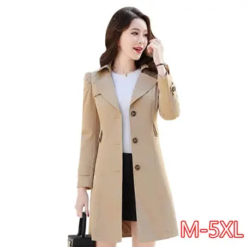 

Spring Autumn Trench Coat Slim Single Breasted Trench Coat Woman Trench Coat Long Women Windbreakers Plus Size Overcoat Femmino