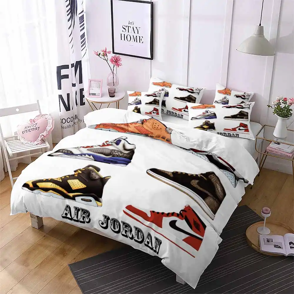 Popular Shoes Pattern Bedding Microfiber Duvet Cover Teens Boy Men