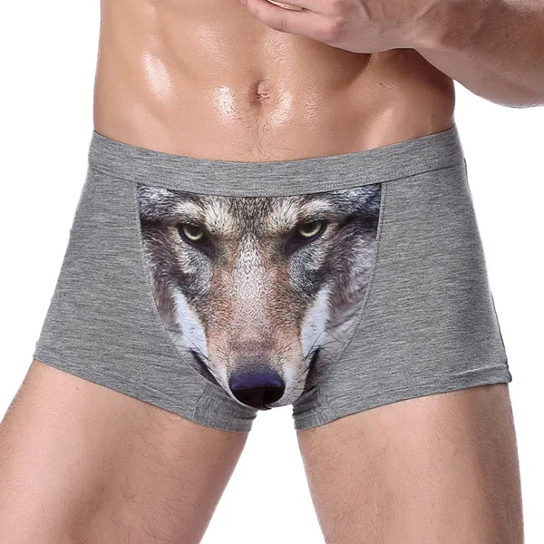 4XL Large Size Male Underwear Funny Cool Underpants Wolf Modal U Convex Underware Men Boxers Comfortable Soft boxer shorts man sports boxers Boxers