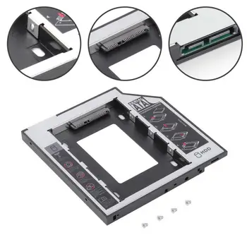 

Universal Aluminum 2nd HDD Caddy 12.7mm SATA 3.0 Hard Disk Drive Box Optibay Enclosure 2.5 SSD For Laptop DVD-ROM