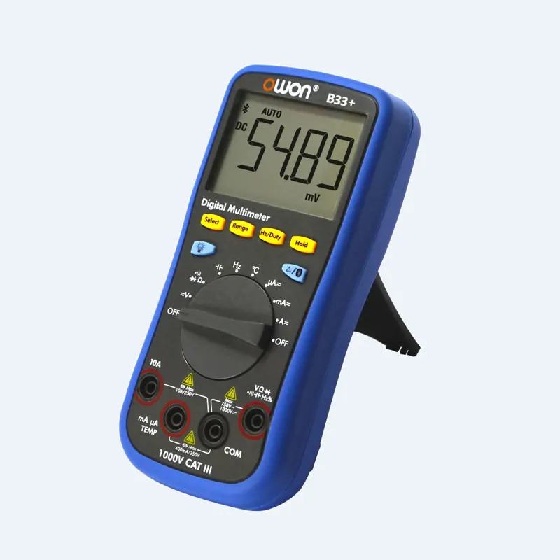 Owon B33+ 3 3/4 Digital Multmeter Portable LCD Display AC/DC Voltage Current Resistance Test Meter with Bluetooth 4000 Counts