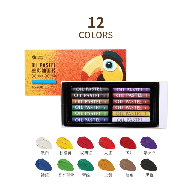 Paul Rubens Oil Pastel 12/18/24/36/48 Vibrant Colors Set for Kids Soft Easy To Use Safe and Non-toxic Children School Supplies 12 Color