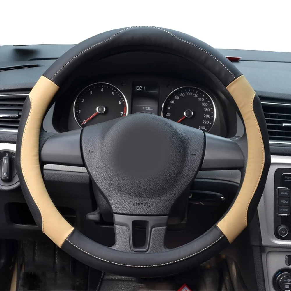 38 см Универсальный Авто Кожаный руль покрытие для интерьера автомобильные чехлы нескользящий держатель протектор