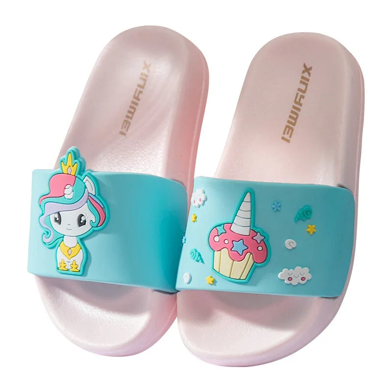 Suihyung-Zapatillas de unicornio para niños, sandalias de verano para niños pequeños, con dibujos de caballos de arcoíris, zapatillas antideslizantes para playa y baño, novedad de 2020