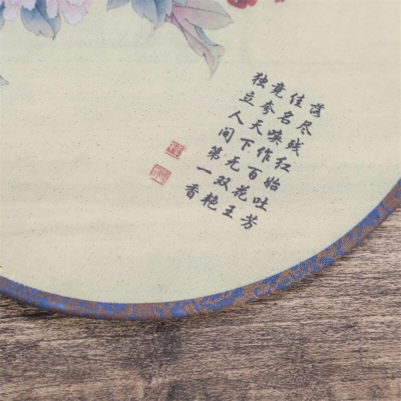 Birds Flower Fan 1 PCS Home Decoration Hand Fan Rose Buttgerfly Peony Embroidery Silk Folding Fan Round Fan Handicraft Gift