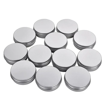 

2 Oz Aluminum Tins Cans Round Storage Jars Containers Screw Lids Tins Travel Tins Cosmetic Refillable Containers,Pack of 18(Silv