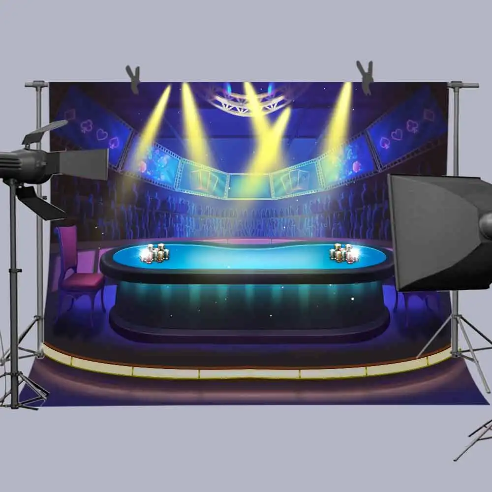 as picture MTMETY Casino Gambling Table Backdrop All-in Texas Poker Photography Background Vinyl Theme Party Photo Booth Backdrop - Цвет: as picture