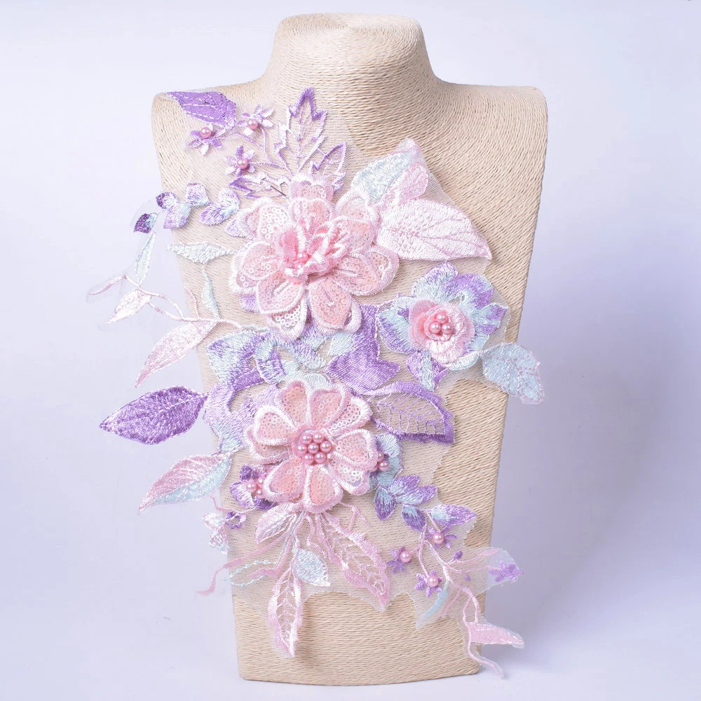 Embroidery Flower Patch Applique For Evening Dress Diy ClothingCostumes Decoration Sew On Accessories Patches Scrapbooking