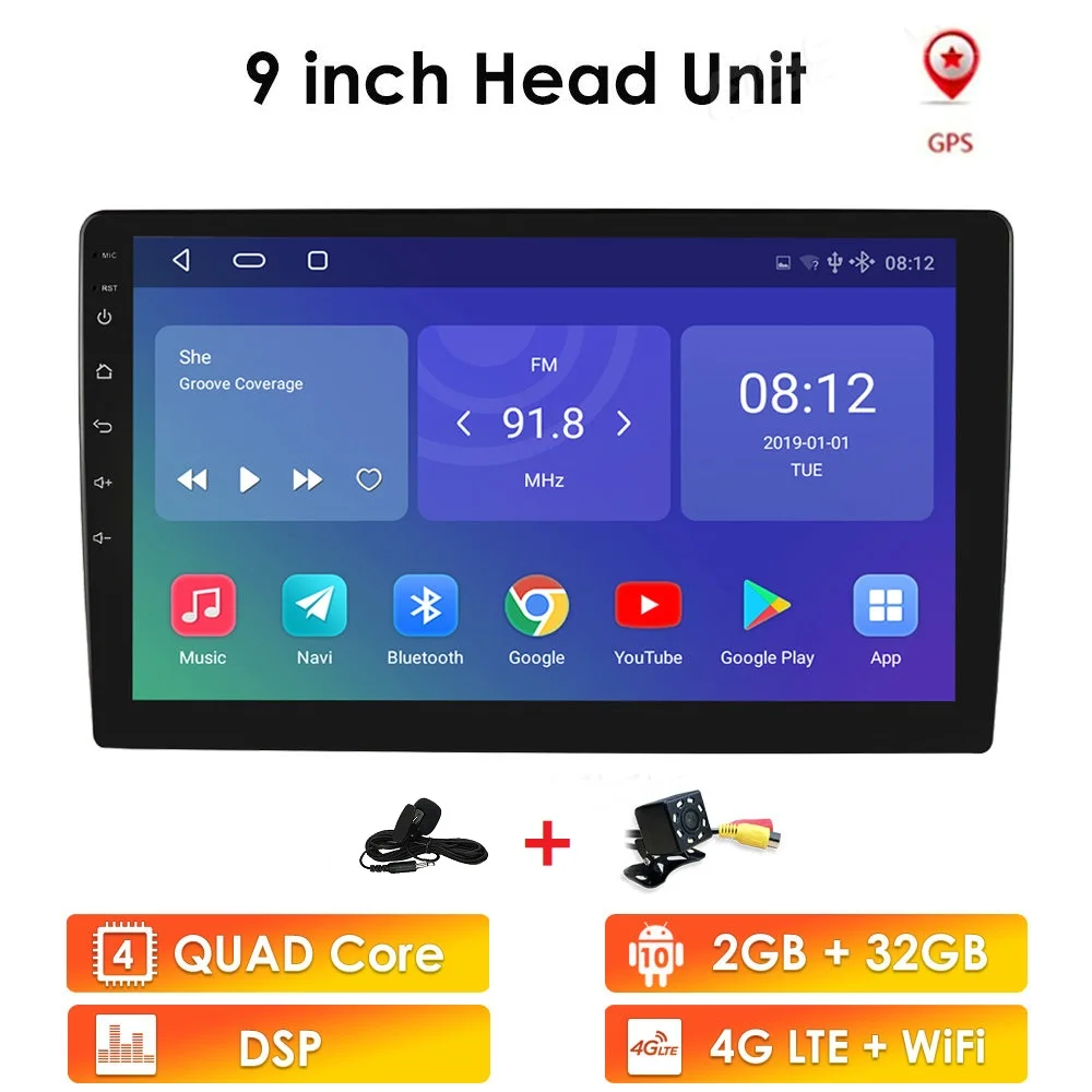 Ossuret автомобильный стерео 2DIN 9'ƈG + 16G для Android 9 0 bluetooth WIFI GPS Nav четырехъядерный