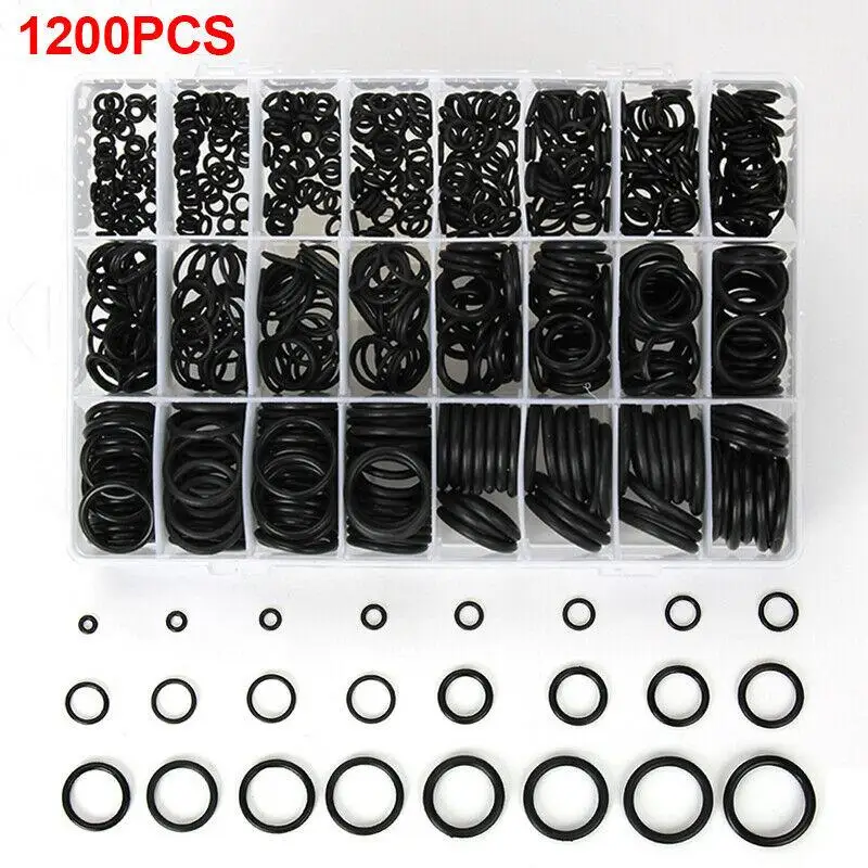 O Ring Seal Set 1200PCS NBR O Ring Gasket KIT Rubber Thickness 1/1.5MM