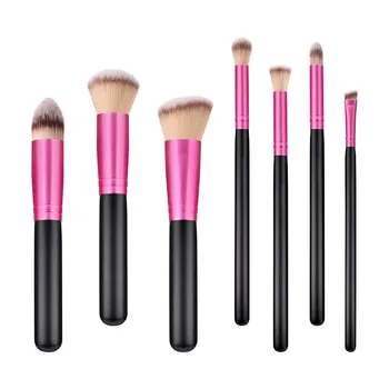 

7 Pcs Fuchsia Tube Blush Foundation Brush Eye Shadow Eyeliner Brush Eye Makeup Brush Set Tools