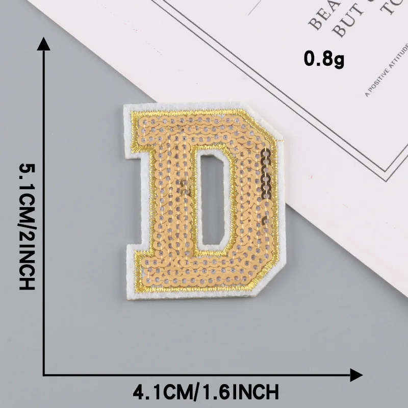 26 Letters Patches on Clothes Golden Sequins Alphabet Iron on Patches for Clothing Appliques Child Women Diy Badges Emboridered 