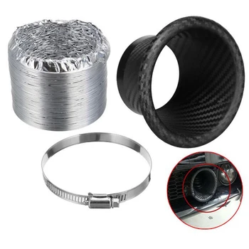 

New Funnel Kit Replacement Inlet Carbon Fiber Car Turbo Universal Air Intake Pipe Kit Useful Durable Car Supplies Practical ABS