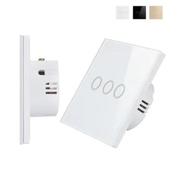 

EU WIFI Smart Touch Wall Light Touch Switch App Timer 3 Gang For Alexa Home Touch Light Switch Wall Light Controller