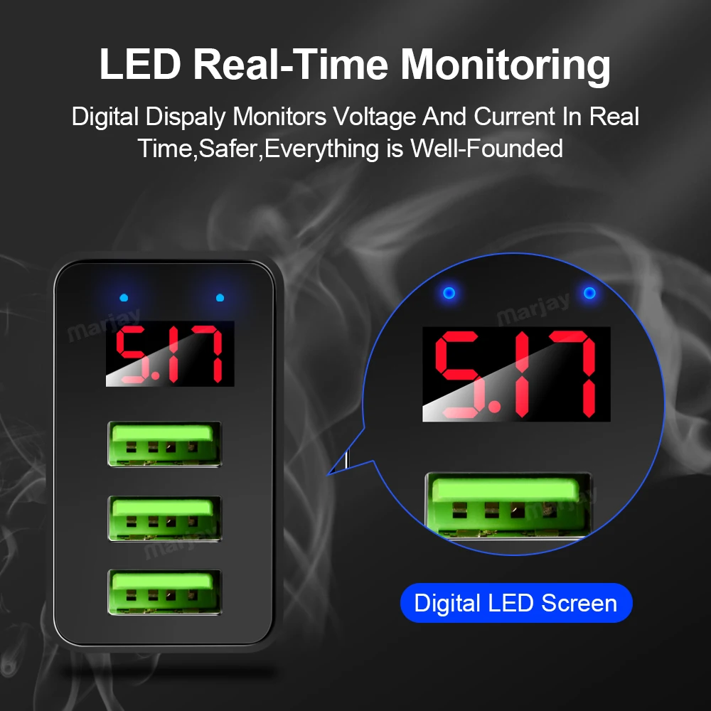 Marjay USB зарядное устройство QC 3,0 для iPhone 7 8 X XR быстрое зарядное устройство для samsung A70 3 порта USB зарядное устройство для huawei P20 lite Xiaomi redmi 4x