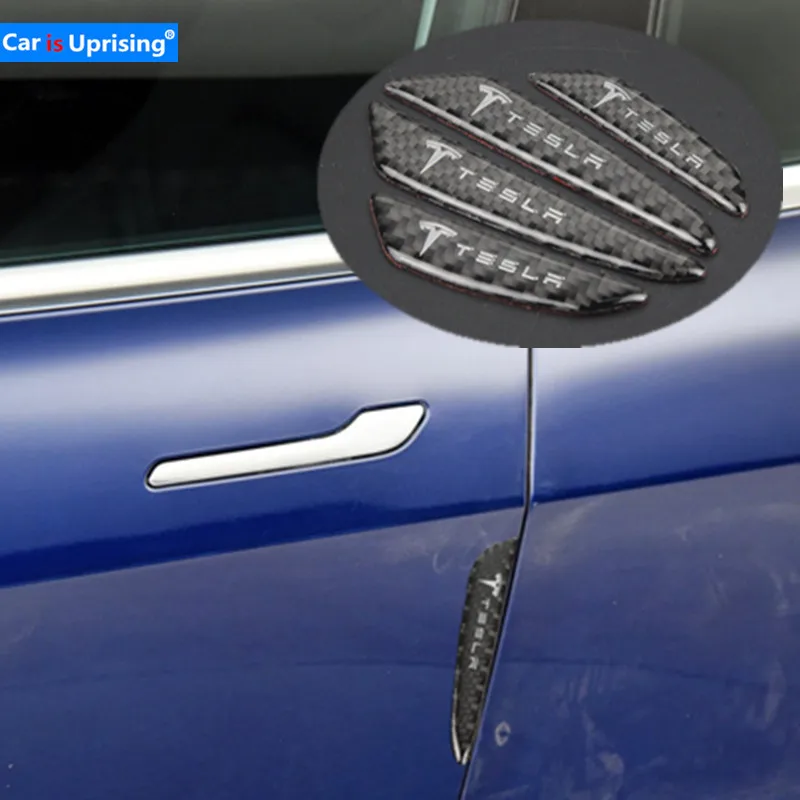 

Car styling Carbon fiber door anti-collision strip anti-collision stickers anti-scratch stickers modified For Tesla Model 3 S X