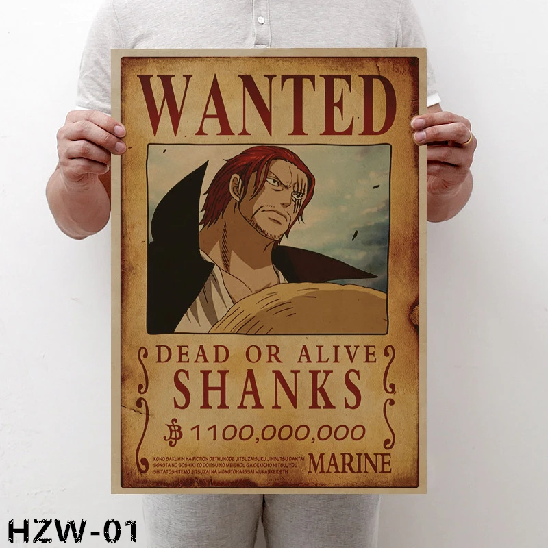 

New One Piece Character Reward Order Retro Kraft Paper Living Room Decorative Painting Home Decor Painting Core