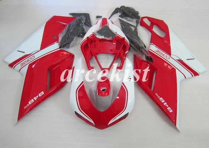 Инъекций ABS Полный обтекатели комплект подходит для поездок на мотоцикле DUCATI 848 evo 1098 1198 1098S 2007 2008 2009 2010 2011 2012 тела комплект красного и синего цвета
