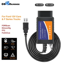 ELM 327 V1.5 USB ELM327 Switch for Ford Forscan ELMconfig Code Reader OBD2 Scanner PIC18F25K80 Car Diagnostic Tool HS CAN MS CAN
