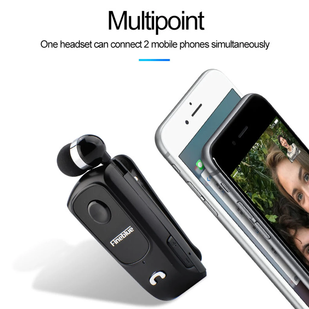 Portable Wireless Bluetooth Headset Clip Handfree BT Earphones w / Mic BT4.0