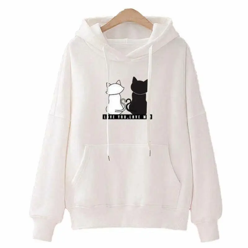 Hoodies Women 2019 Cat Print Women Hoodies Women Long Sleeve Tops Hoodies Mujer