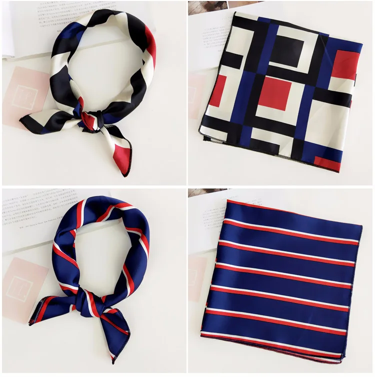 Женские квадратные шелковые маленькие весенние летние новые корейские декоративные печатные точки 50 см квадратный шарф-снуд на голову, хиджаб