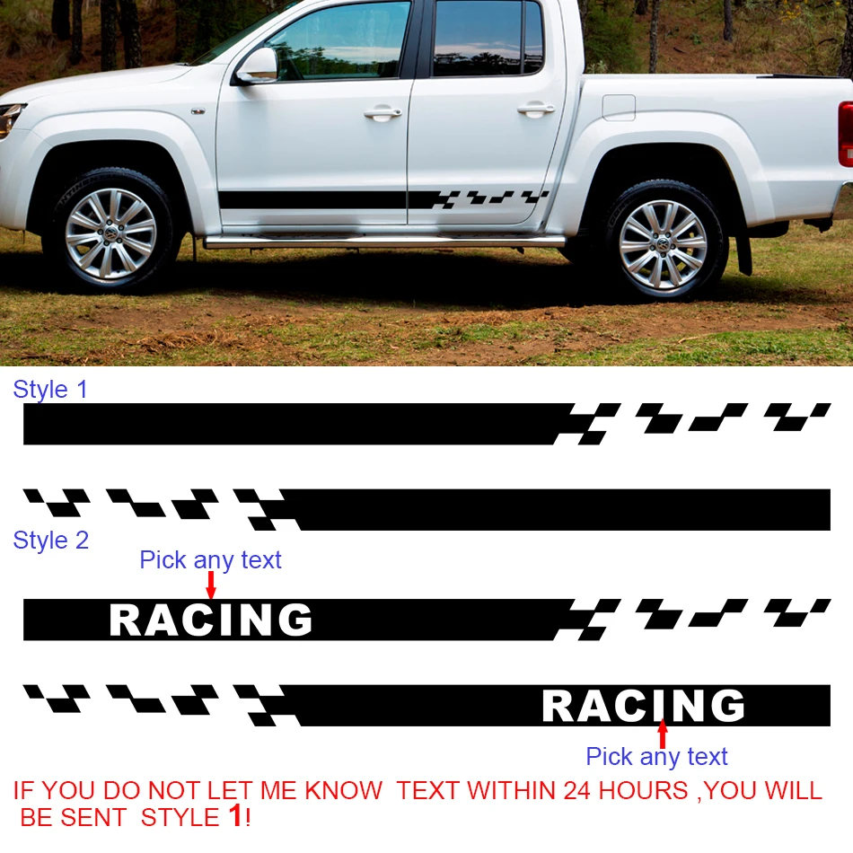 

Car accessories 2 Pcs racing 4x4 side door stripe graphic Vinyl car sticker fit for VW AMAROK 2010-2017