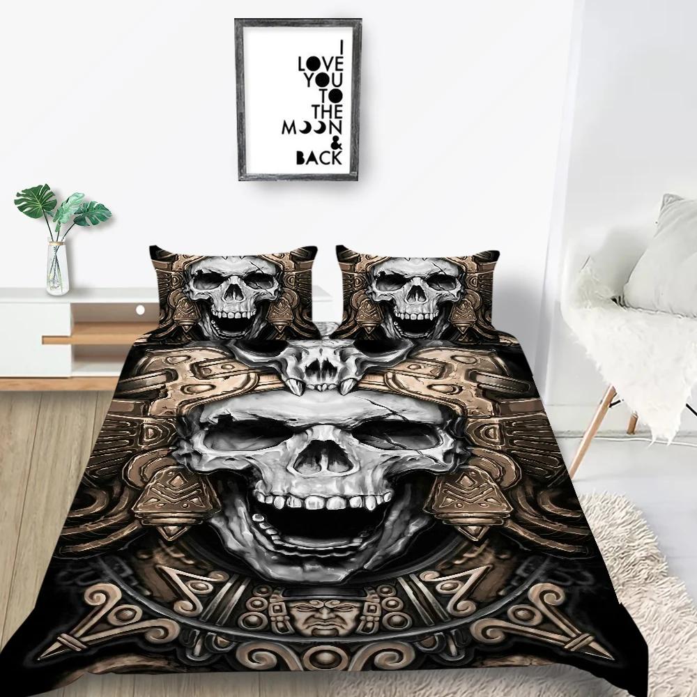 

Armor Skull Bedding Set King Vintage 3D Fashion Duvet Cover Tribal Style Queen Twin Full Single Double Unique Design Bed Set