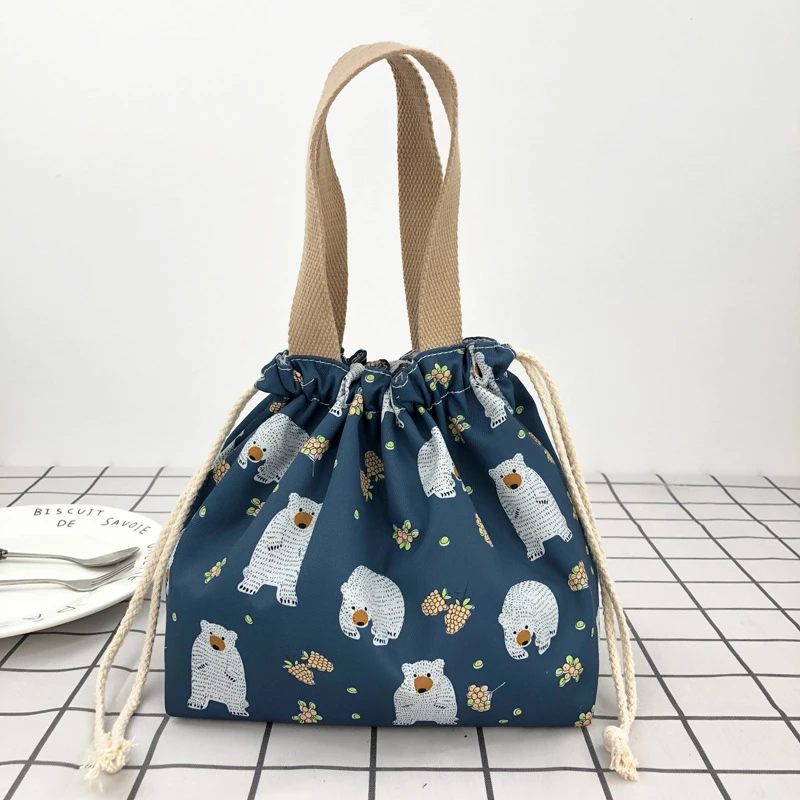 PACGOTH Fashion Japanese Style Lunch Bag Cartoon Pattern Picnic Carry Case Thermal Travel Food Container Picnic Handbag Tote - Color: 6
