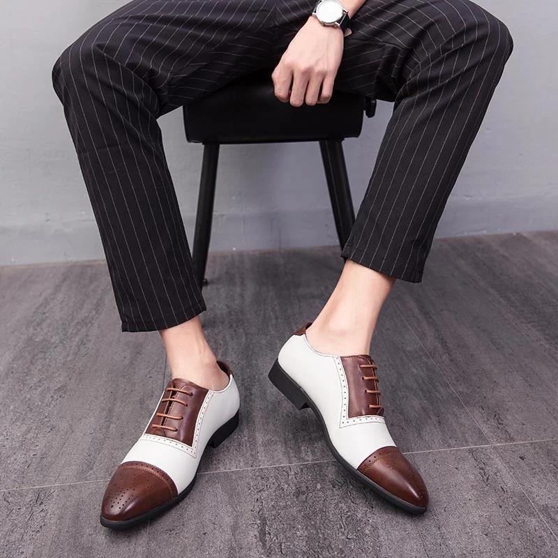 Misalwa/Винтажные Мужские броги; обувь двух цветов; деловая официальная обувь; Новинка; мужская обувь на шнуровке