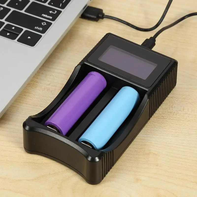 

Smart LCD 18650 26650 Rechargeable Battery Dual USB Charger for E-Cigarette