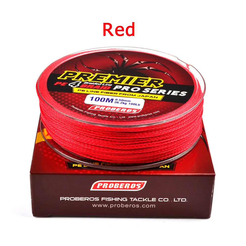 

Pro beros 4 Series 100 M Dyneema Fishing Line 5-Color PE Line 0.4 #-10 # Braided Wire Red Label
