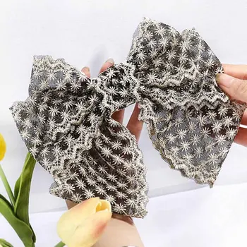 Preise Haimeikang 1PCS Haarnadeln 2020 Koreanische Mode Spange Haar Zubehör Multi-schicht Bogen Spitze Frühling Clip Stickerei Top Clip