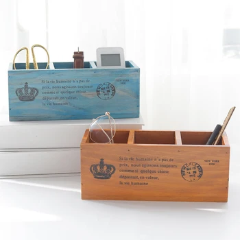 

Creative Wooden Desktop Remote Control Storage Boxes Organizer Multi-Function Modern Home Living Room Office Debris Storage Box