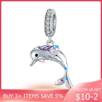 

CodeMonkey Silver 925 Dolpin Animal Pendant Charm for Women Jewelry Fit 3mm Bracelet Sterling Silver Accessories CMC159