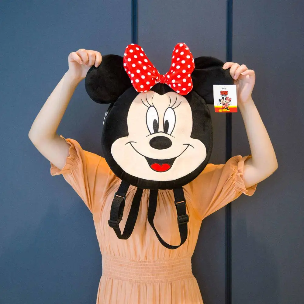 

1-3 Years Baby Plush Backpack Cute Cartoon Rose Red Minni Mickey the Mouse Plush Bag Soft Toy Children's School Bag