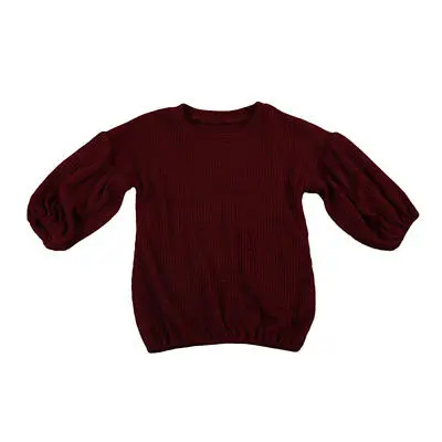 Модная одежда винно-Красного цвета для маленьких девочек, свитер повседневные брюки-фонарики, Свитера с длинными рукавами, свитшоты, одежда Bbay, От 1 до 6 лет