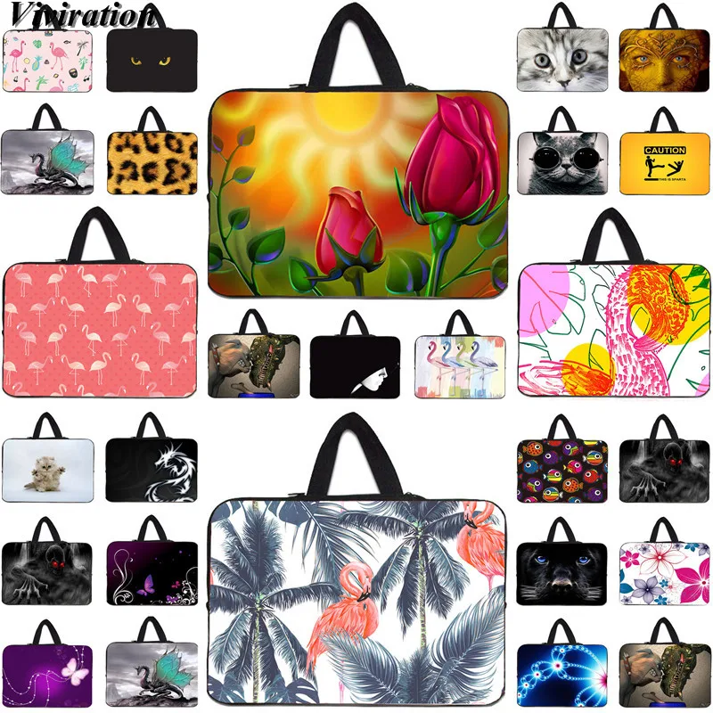 15 13 12 17 10 Computer Tablet PC Case 11.6 Sleeve Zipper Pouch Beautiful Rose Prints Women Briefcase Handbag 14 Inch Laptop Bag
