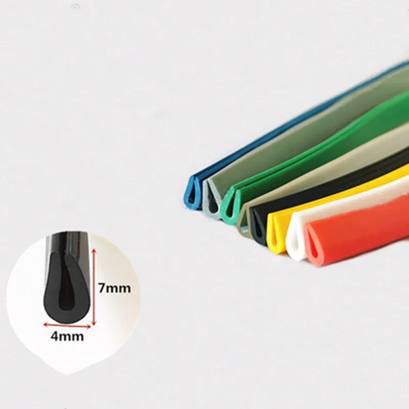 U-Shape Sealing Strip, Edge Enclosure for 0.3-1.5mm Thick Glass, Metal Panels, White Red Grey Black Blue Yellow Green Orange