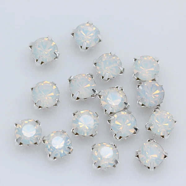 40-Colors 4MM 100Pcs/Pack Glass Round Sew-On Rhinestone With Silver Claws For Jewelry Wedding Dress Clothes Apparel Crafts Trims for Sew On Rhinestones