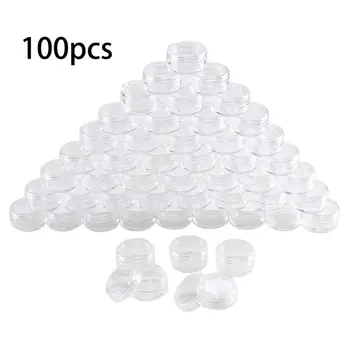 

100pcs/set 5g Round Bottom Empty Cream Jar Transparent Eye Cream Dispenser Portable Travel Mini Refillable Container