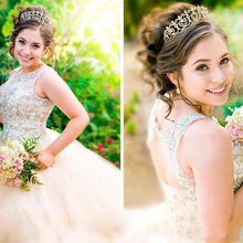 Бальное платье принцессы шампанского бальное платье, чистая горловина, крупная отделка бисером на заказ платья на выпускной из тюлевой ткани, многоярусные праздничные платья