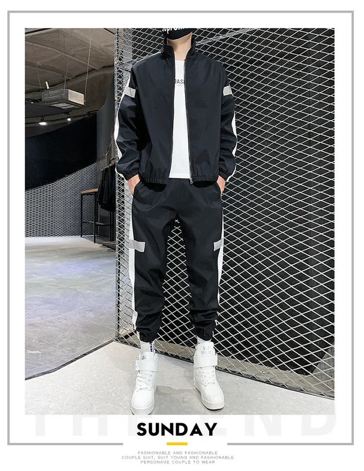 YAPU-2-Piece Sportswear Set para homens, agasalho masculino,