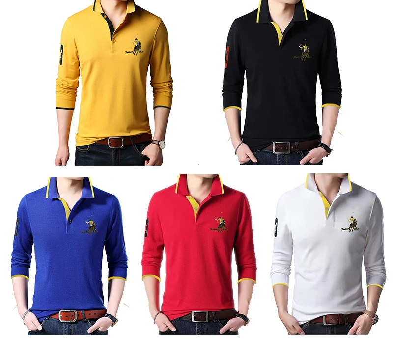 Футболка-поло с длинным рукавом рубашка, рубашка в стиле поло мужские футболки-поло бренд Высокое качество Мужская модная повседневная черная рубашка TJWLKJ
