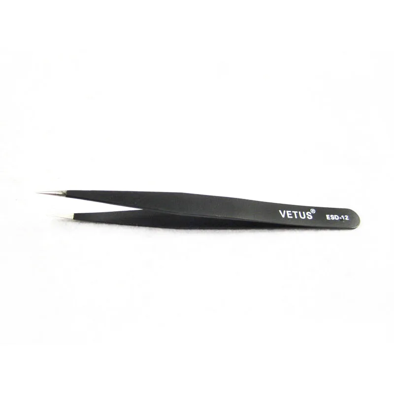 VETUS BGA Precision ESD Stainless Steel Anti-static Tweezers SMD Reworking Soldering Hand Tools ESD10-17