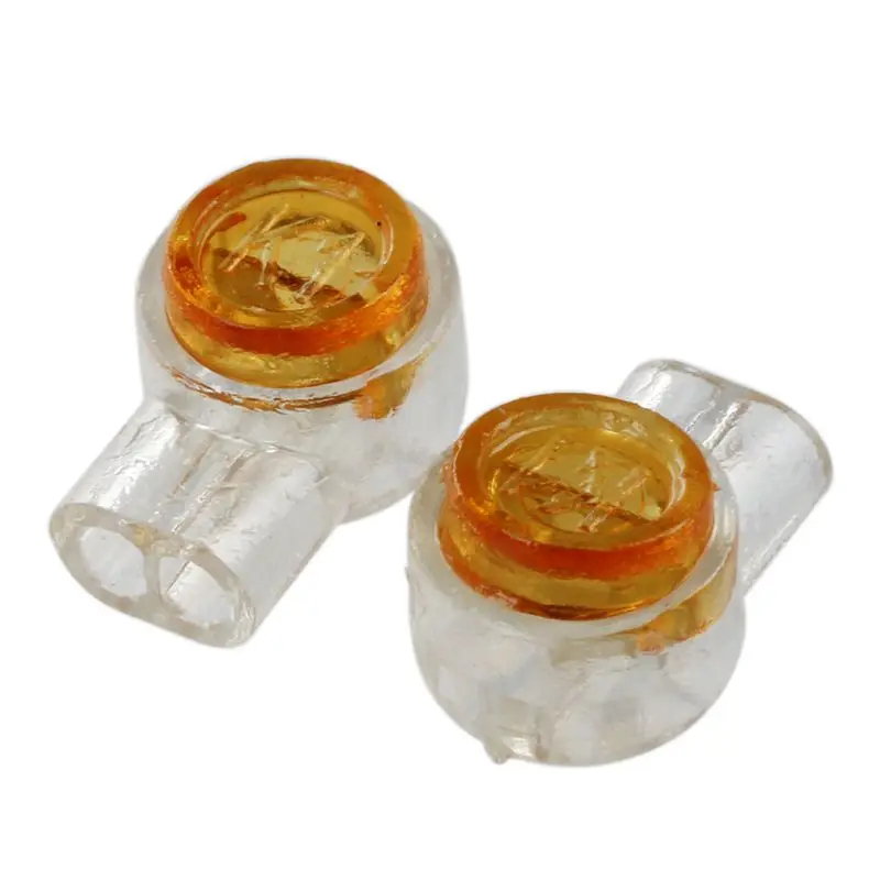 

100 x Air Tight Orange Clear Button Cable UY Butt Splice Connectors