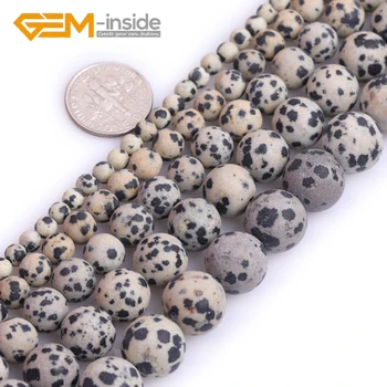 

Natural Stone Dalmatian Jasper 3mm-12mm Faceted/Frosted Matte Bead Round Loose Beads For Jewelry Making Strand 15“ Wholesale