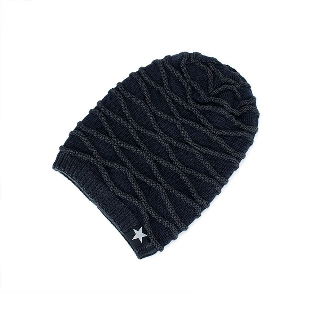 Модный логотип звезда полосатые шляпы для женщин зимняя шапка Skullies Beanies мужские повседневные уличные шапки Теплые однотонные шапки XL174